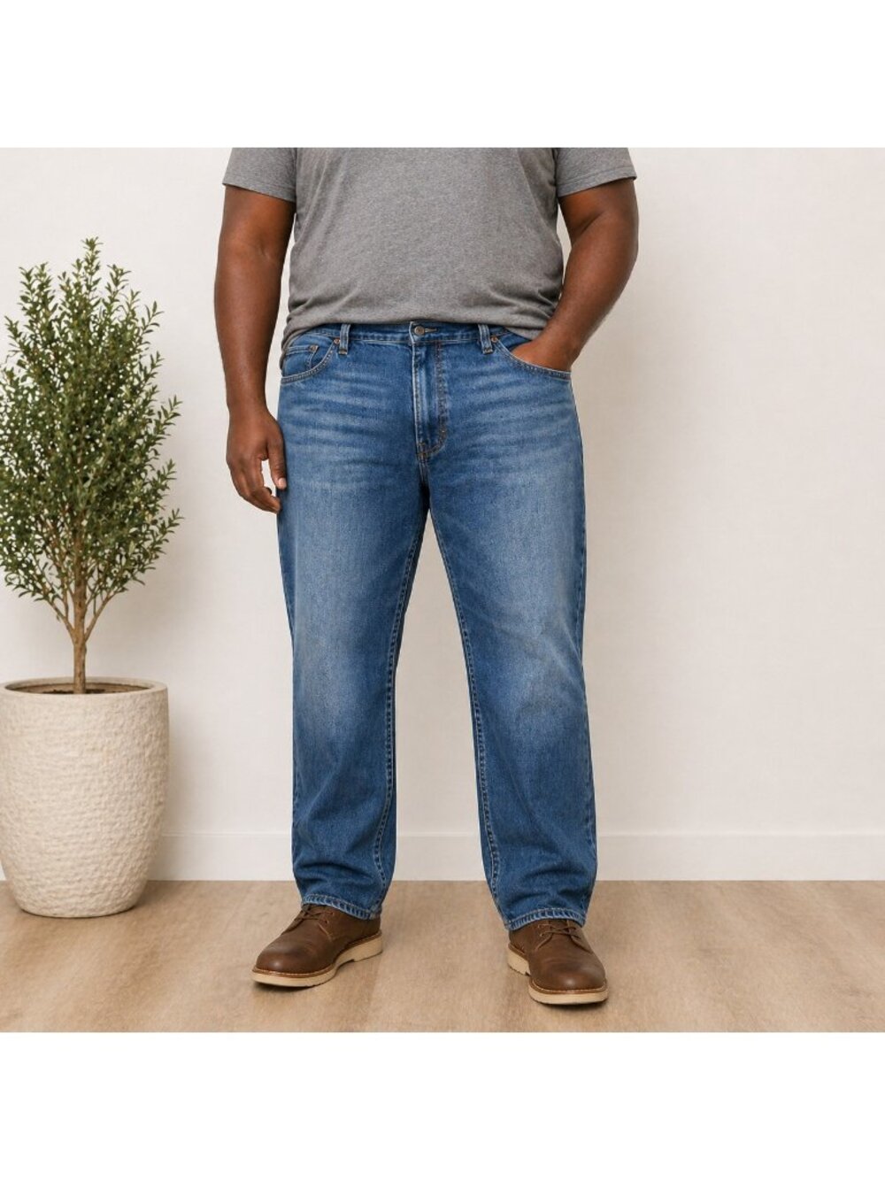 Lucky Brand Athletic Fit Jean Mens 46x30 Blue Med Wash Actual 28” Inseam Stretch